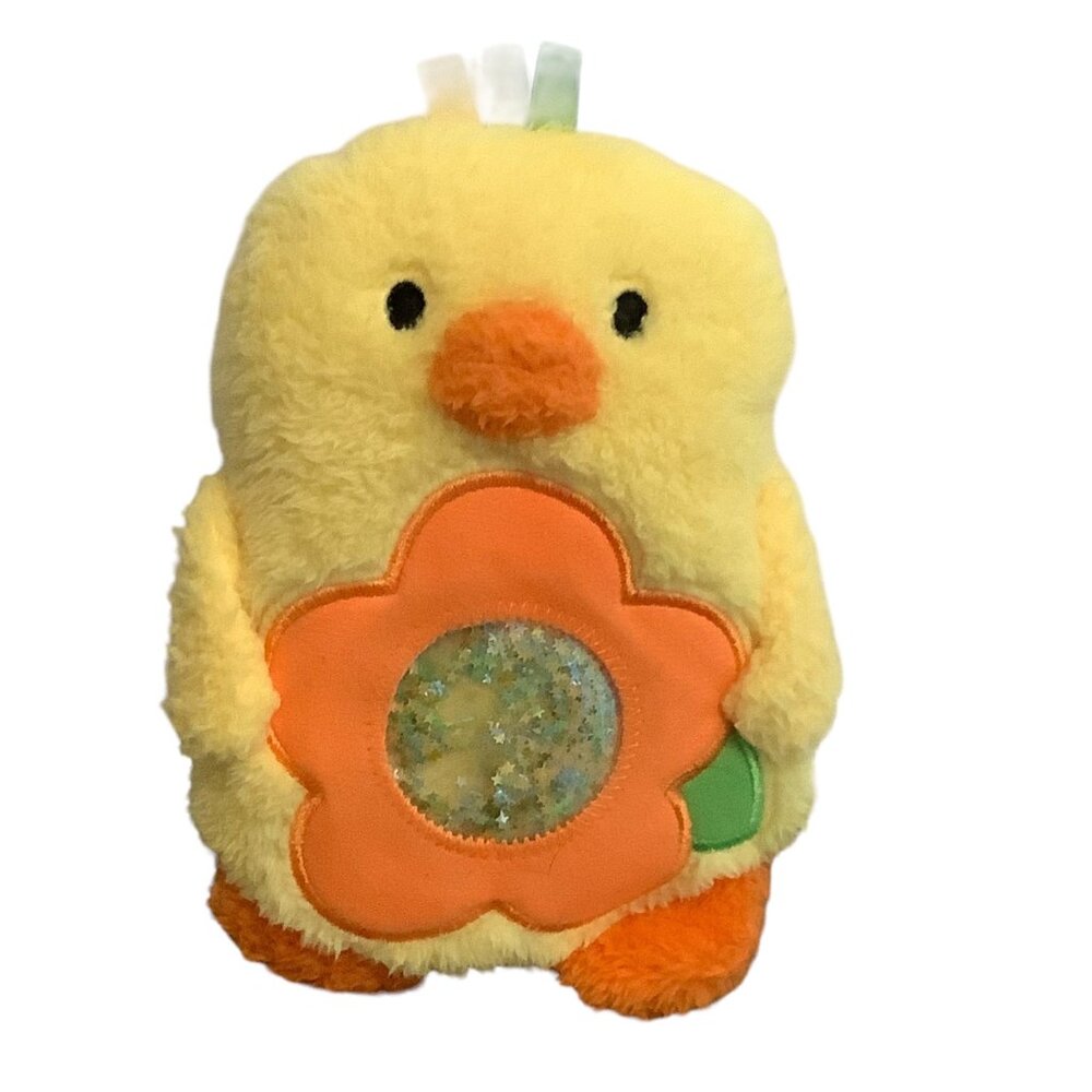 Magic Years Plush Yellow Duck Stuffed‎ Animal Toy With Flower Glitter Details 8”